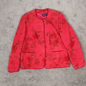 Basler Jeans Women's Blazer Size 34 Red Floral Wool Boho Bohemian Casual Formal